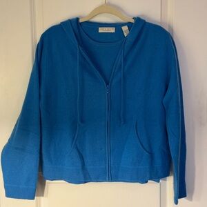 Vintage Lord & Taylor 2 Ply 100% Cashmere Blue Sweater Jacket